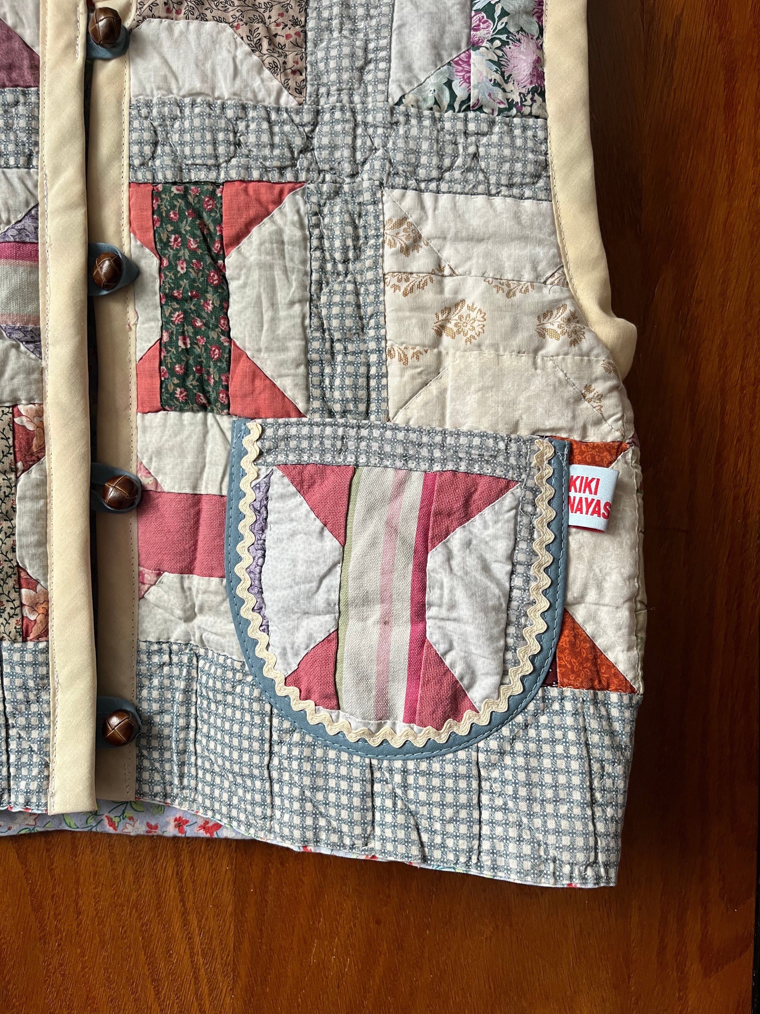 Veste sans manches patchwork réversible - Pièce unique