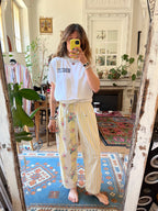 Pantalon rayures fleurs