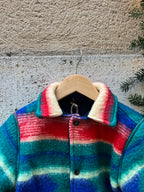 Veste upcyclée verte et rouge doublure polaire