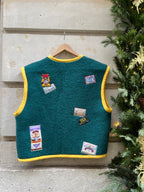 Veste sans manches laine patchs vintage  - Pièce unique