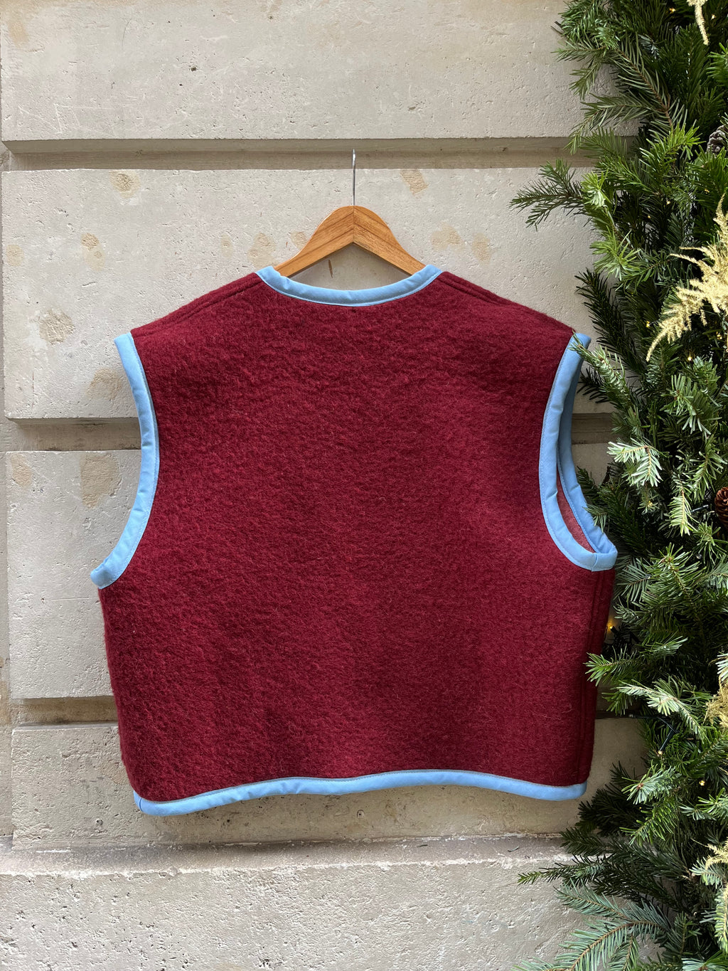 Veste sans manches laine bicolore- Pièce unique