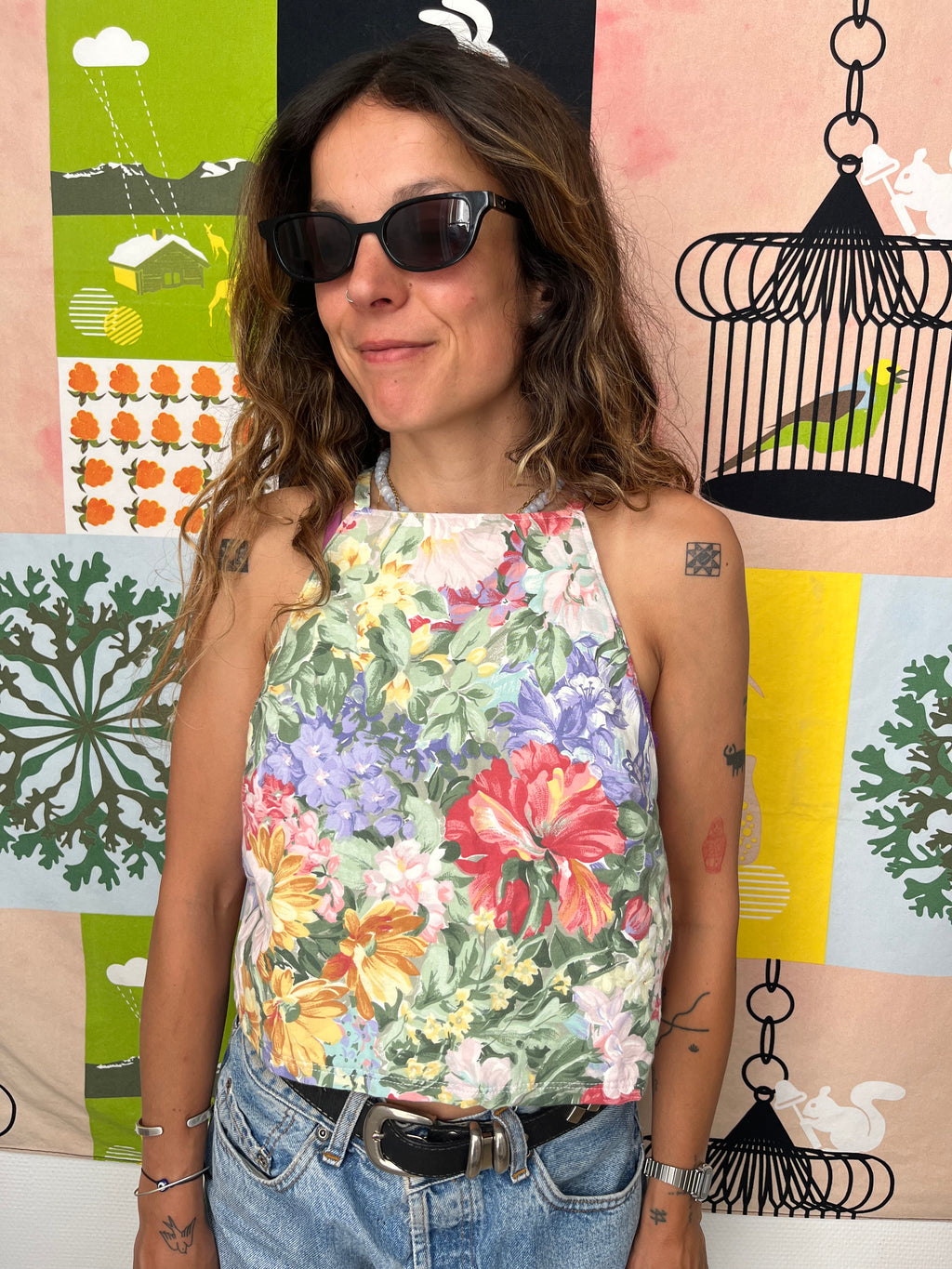Débardeur fleurs upcyclé - Pièce unique