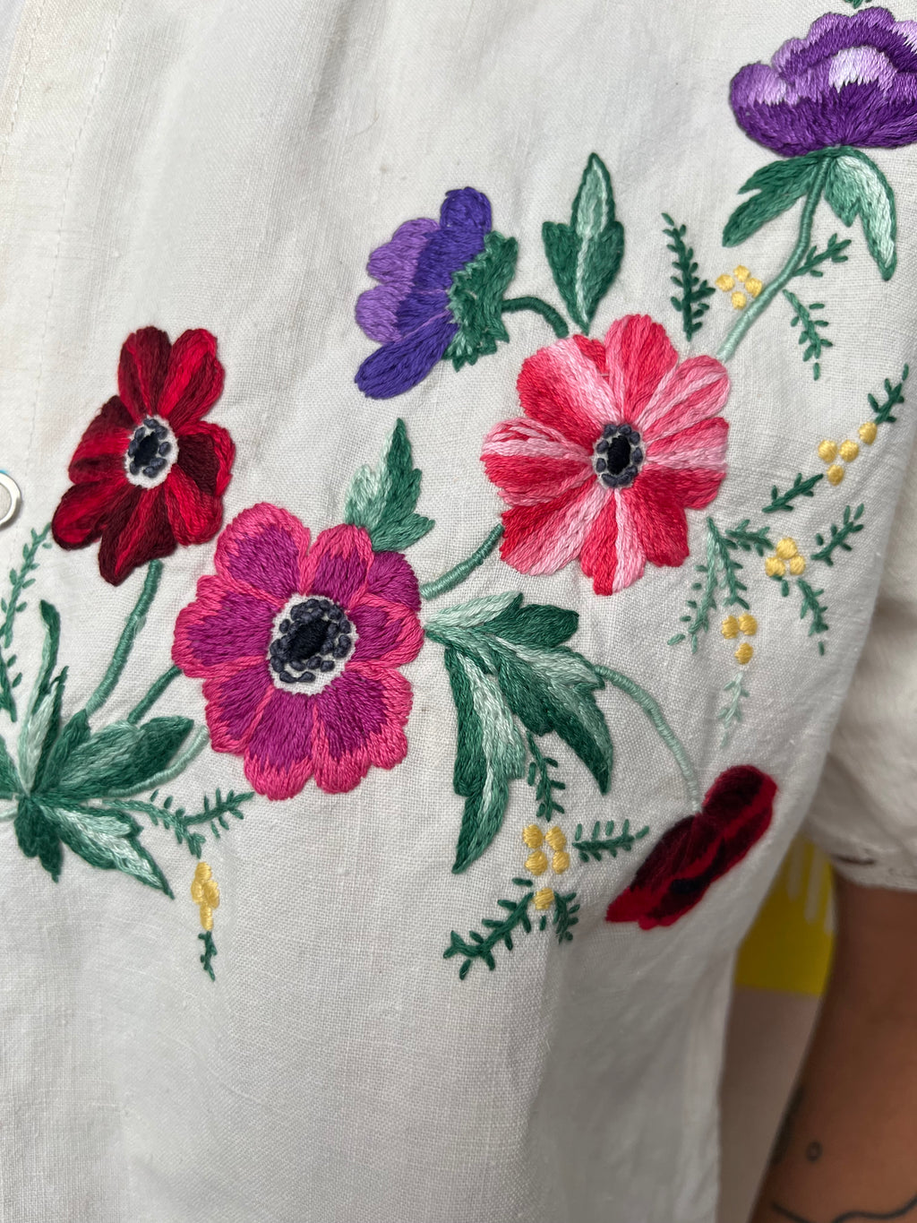 Blouse lin brodé - Pièce unique