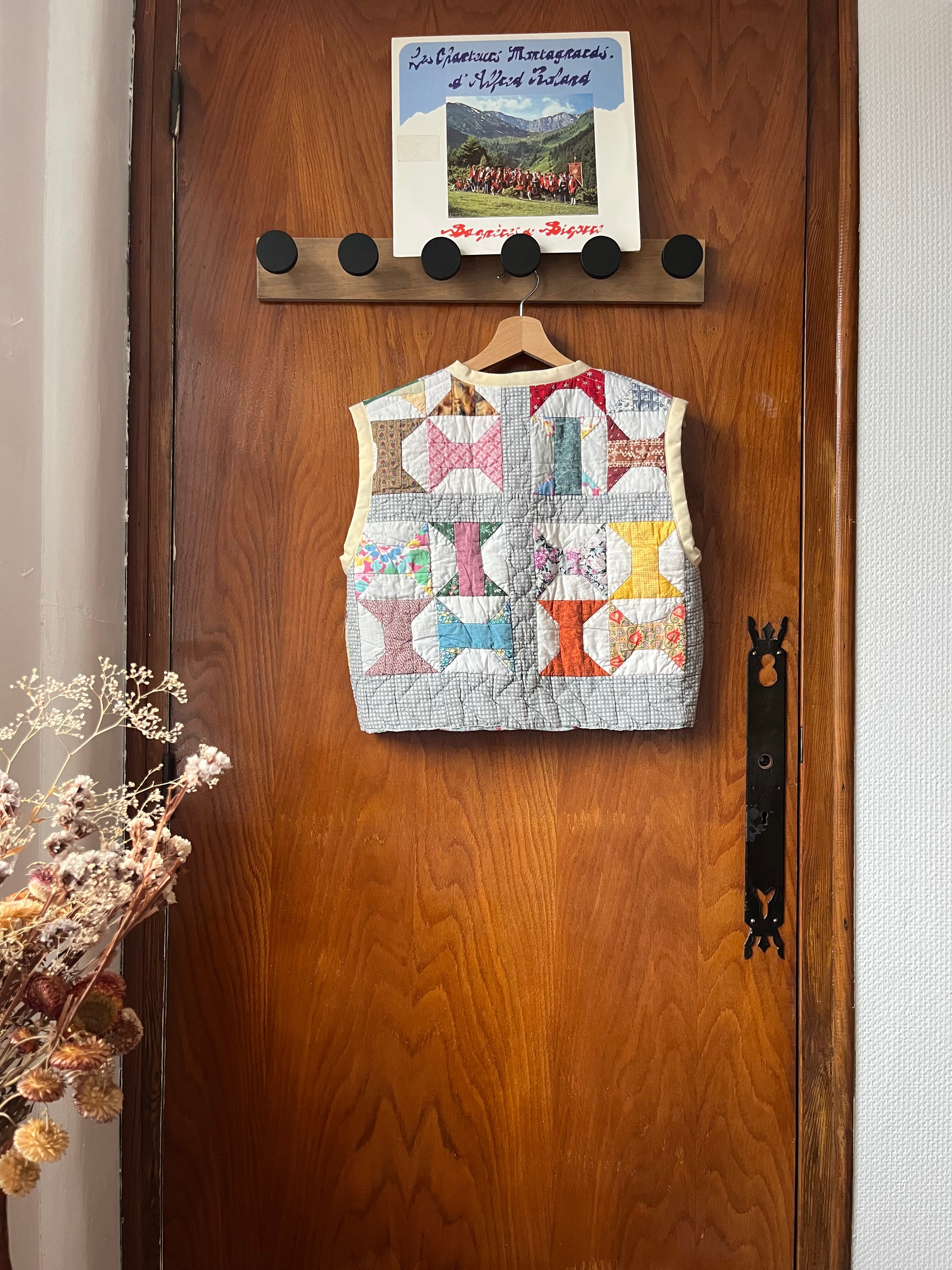 Veste sans manches patchwork réversible - Pièce unique