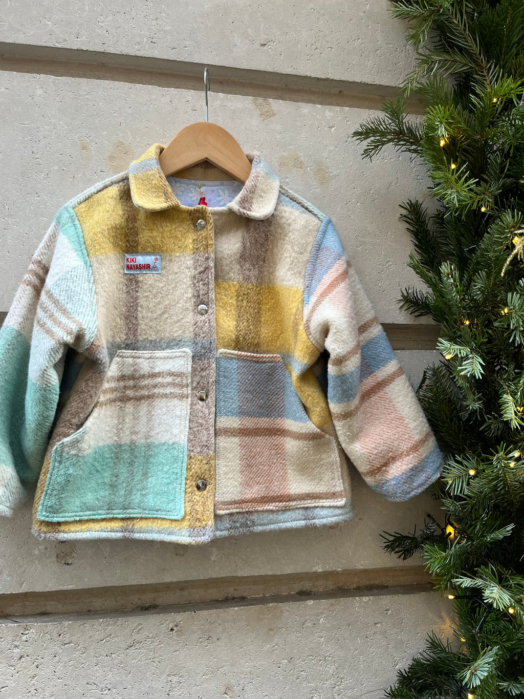 Veste upcyclée  laine carreaux