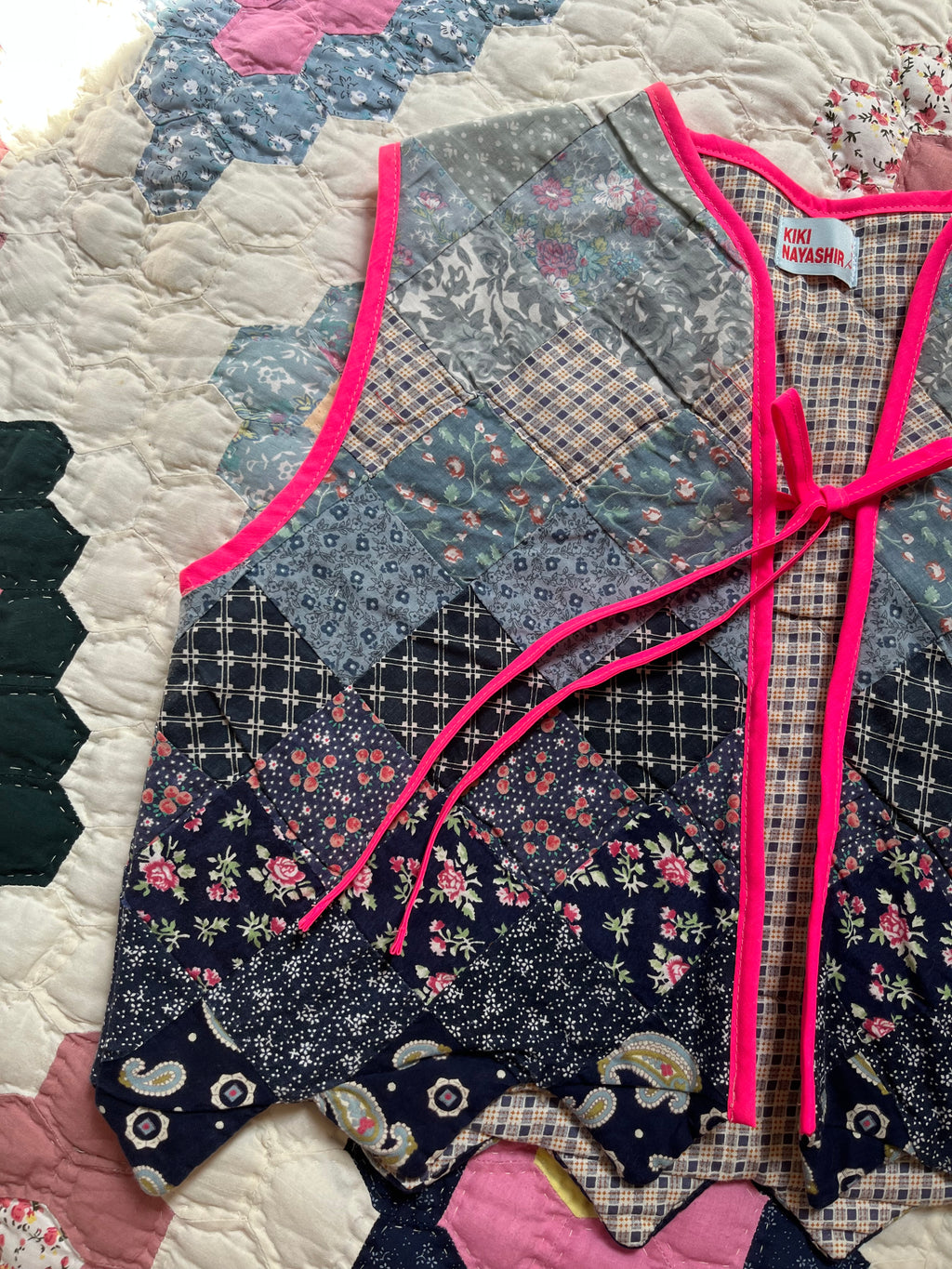 Veste sans manches patchwork réversible - Pièce unique