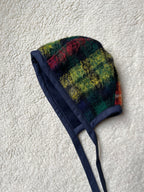 Béguin tartan adulte upcyclé en mohair & polaire – Pièce unique