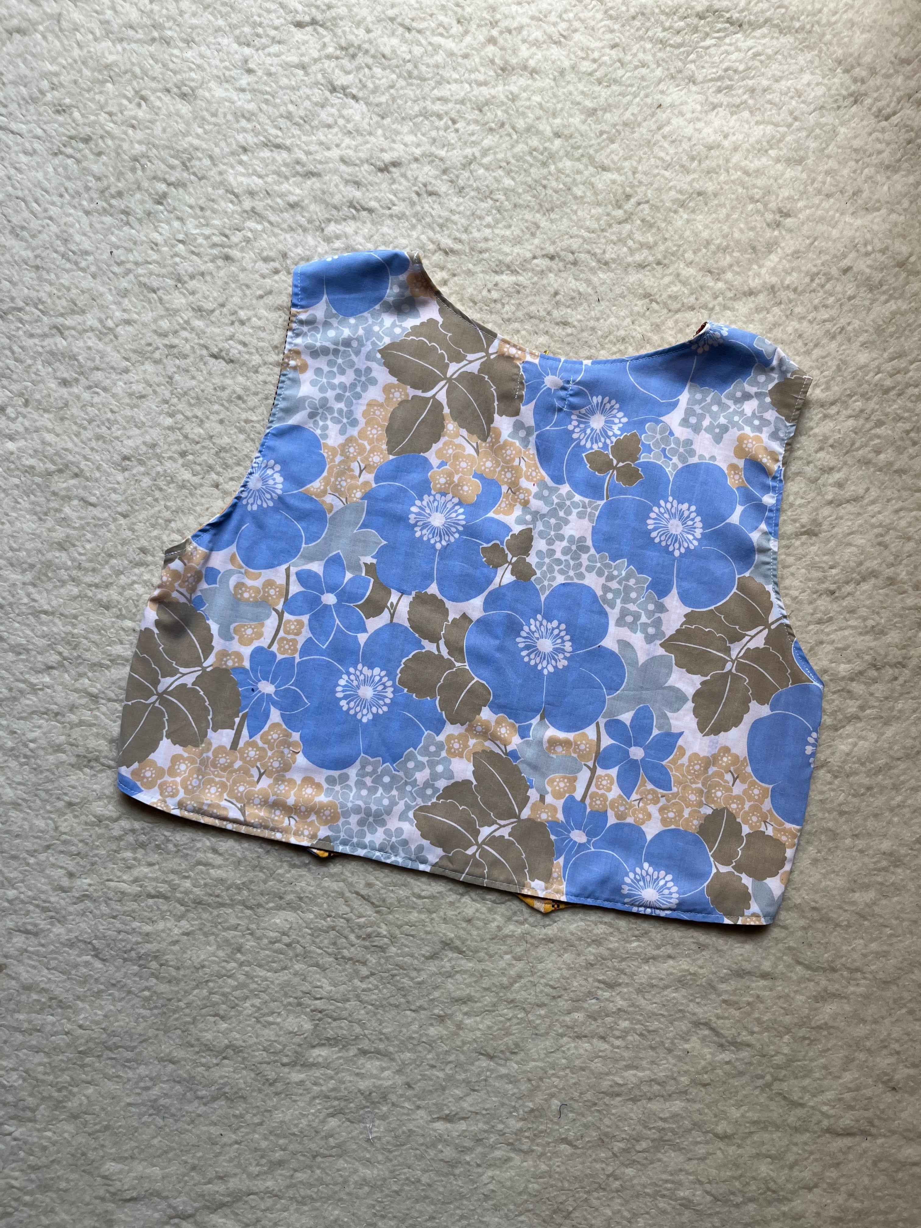 Top réversible fleurs/vichy- Pièce unique
