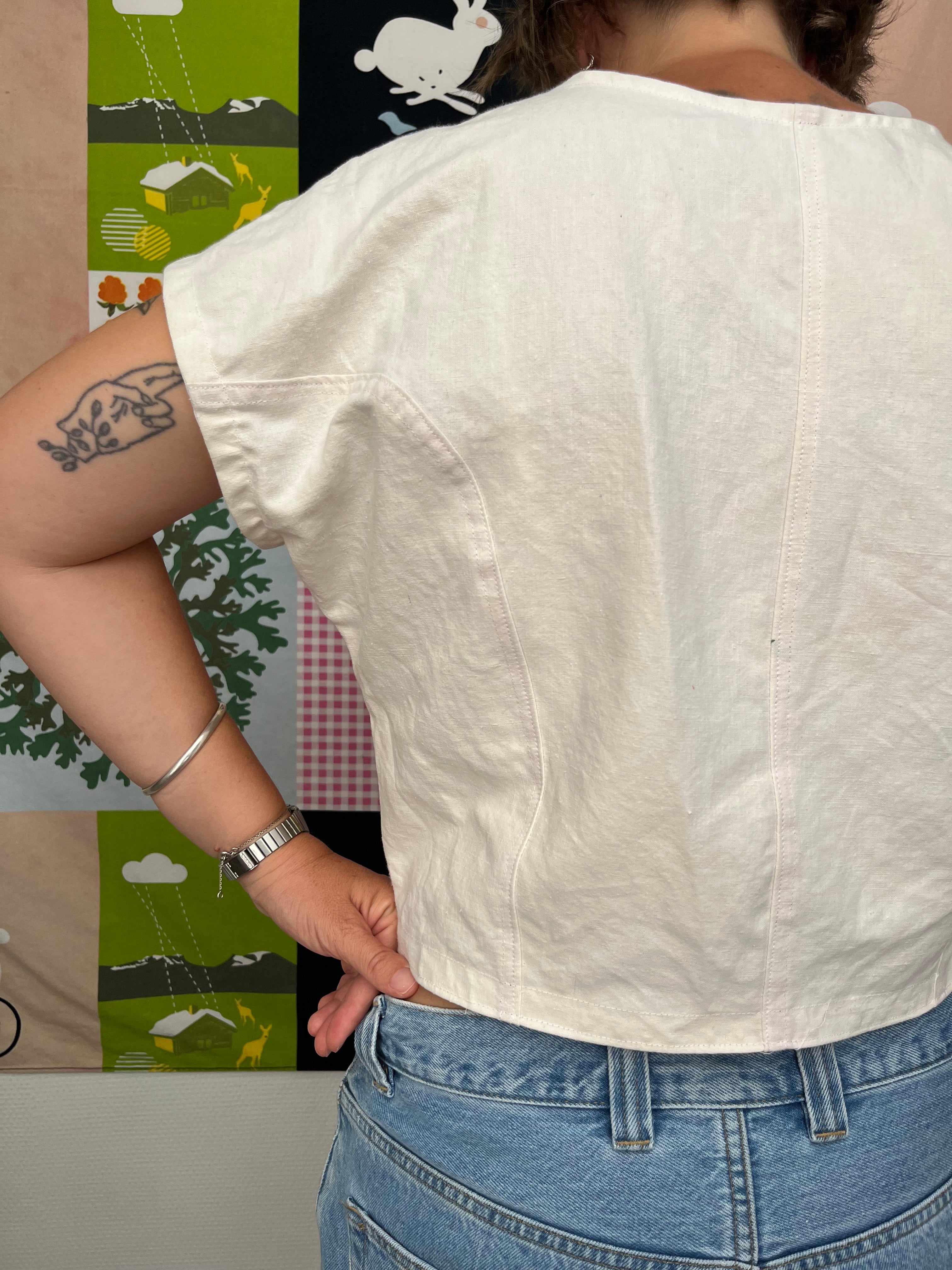 Blouse lin brodé - Pièce unique