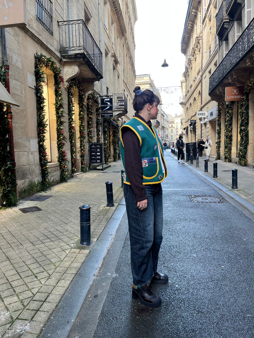 Veste sans manches laine patchs vintage  - Pièce unique