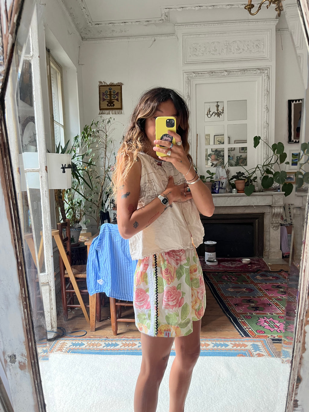 Mini Short fleurs dentelle  – Pièce Unique