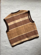 Veste sans manches oversize laine carreaux- Pièce unique