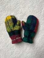 Moufles upcyclées en mohair tartan