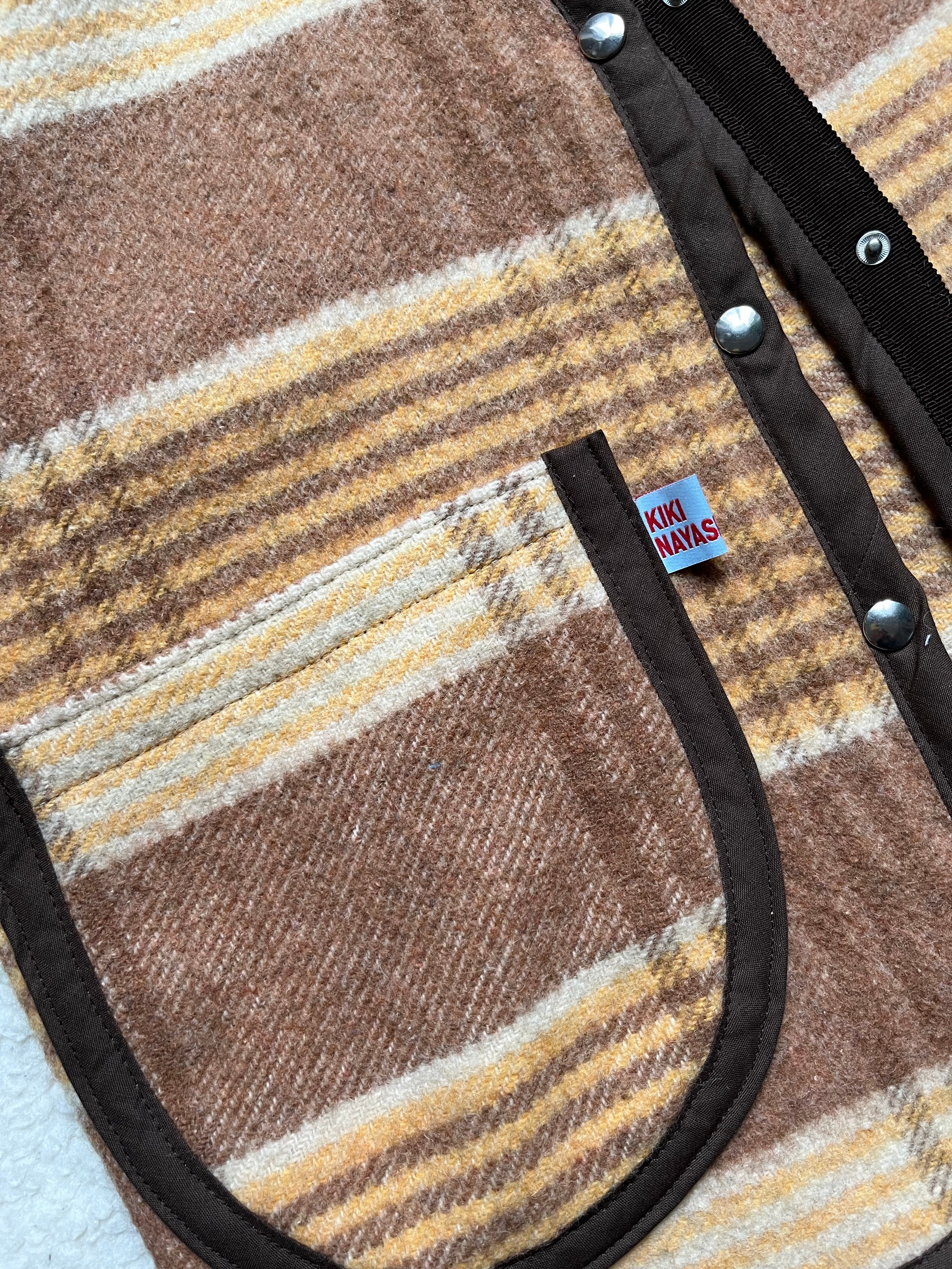 Veste sans manches oversize laine carreaux- Pièce unique