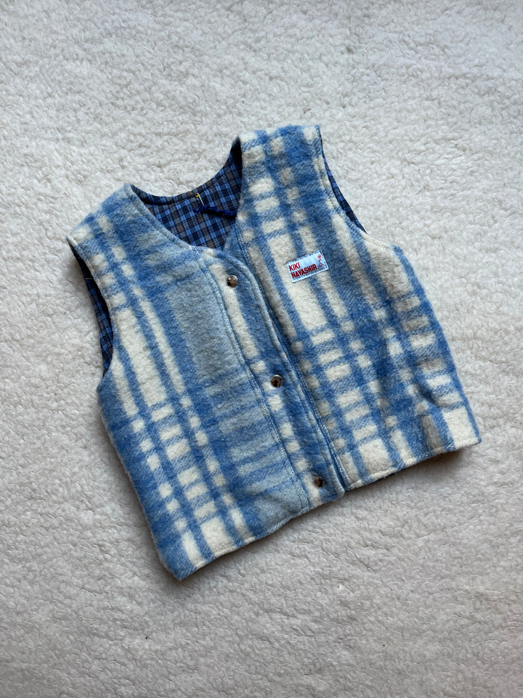 Veste sans manches upcyclée laine carreaux