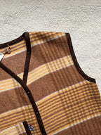 Veste sans manches oversize laine carreaux- Pièce unique