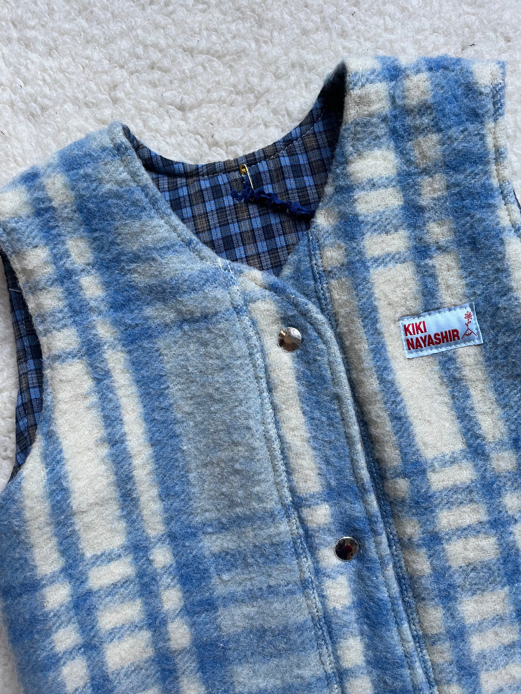 Veste sans manches upcyclée laine carreaux