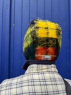 Béguin tartan adulte upcyclé en mohair & polaire – Pièce unique