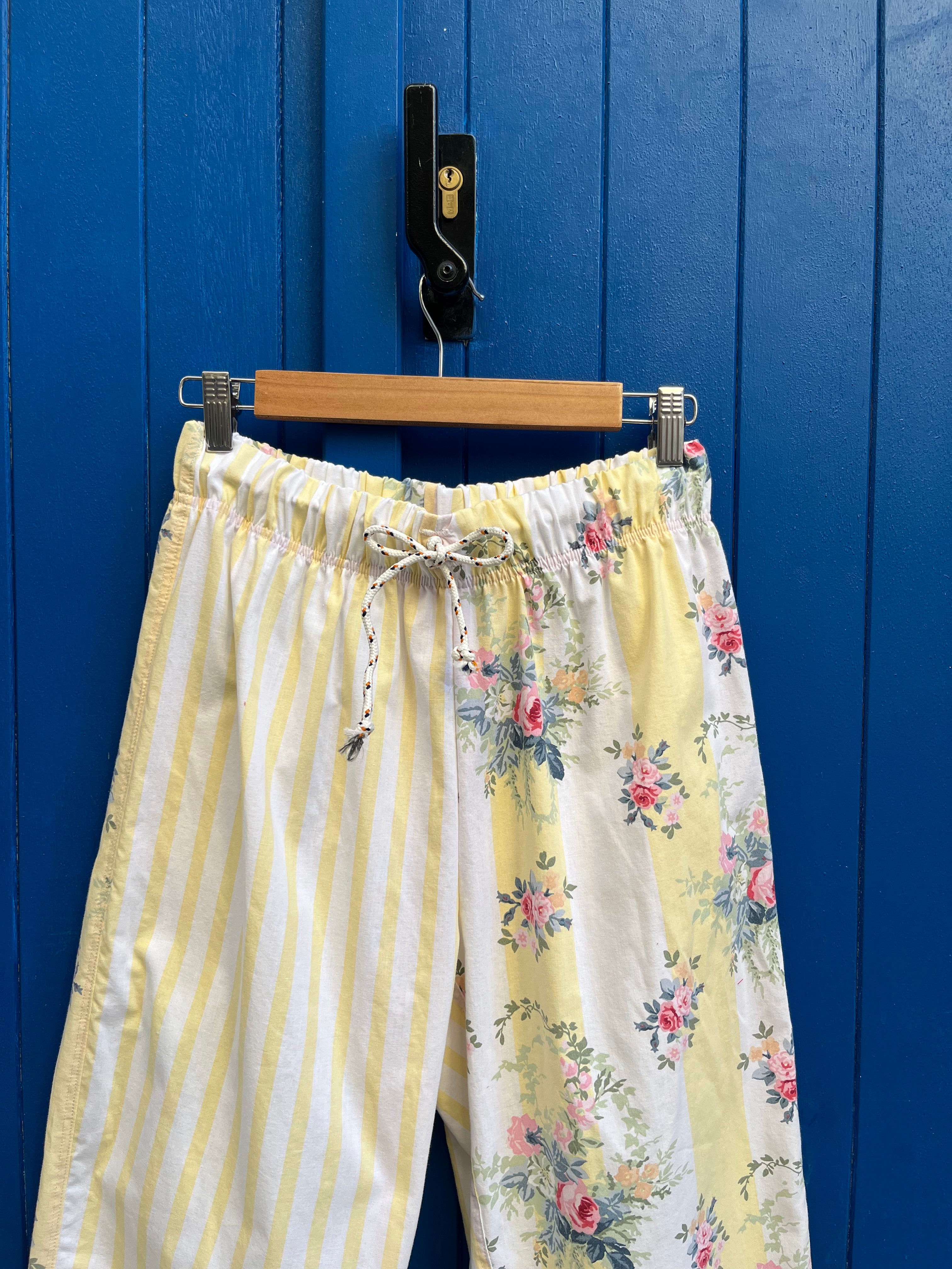 Pantalon rayures fleurs
