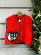 Veste sans manches laine rouge et marron - Pièce unique