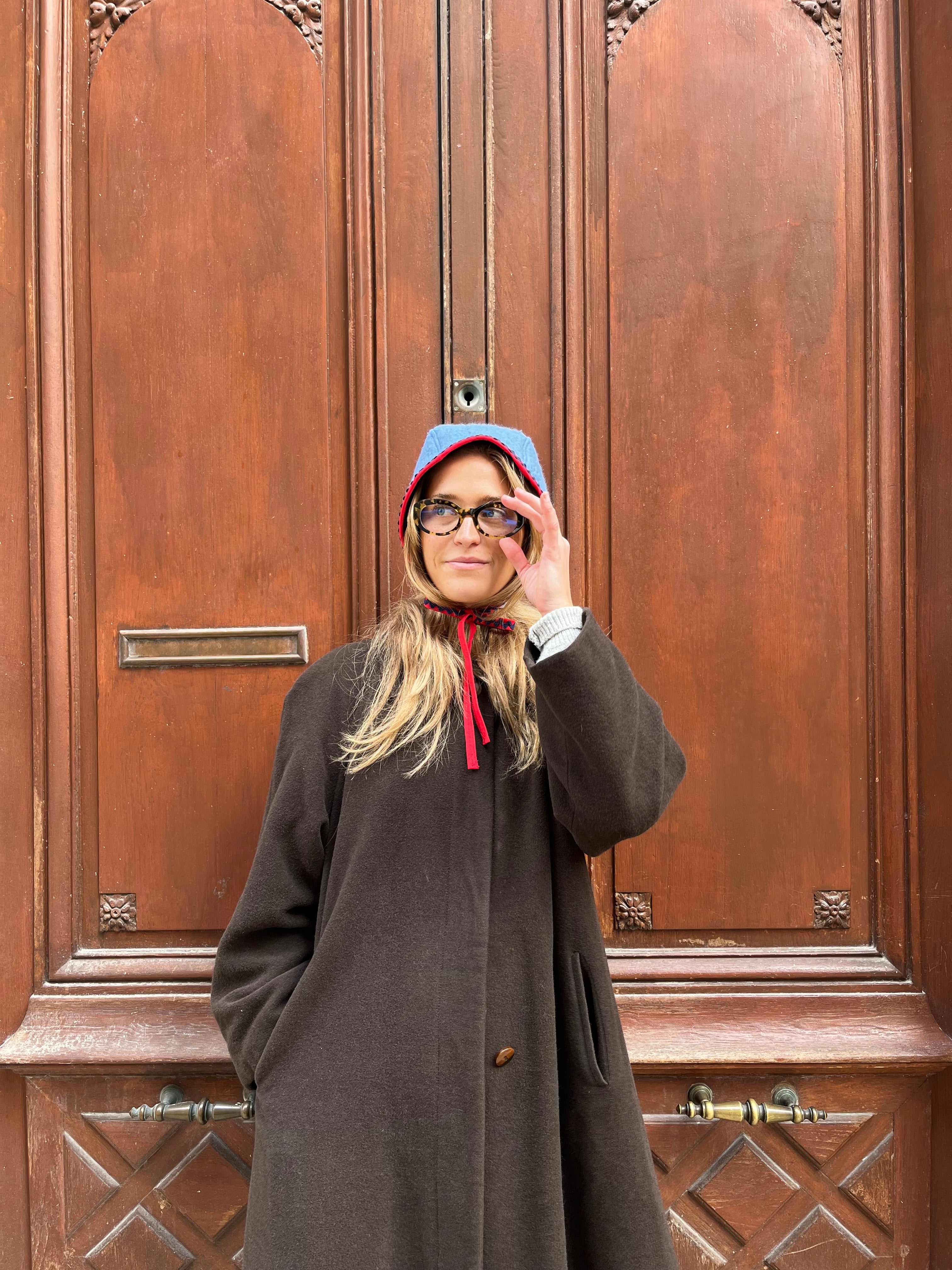 Béguin uni adulte upcyclé en laine – Pièce unique