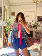 Veste sans manches patchwork réversible - Pièce unique