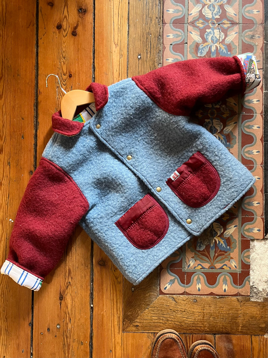 Veste upcyclée laine bicolore