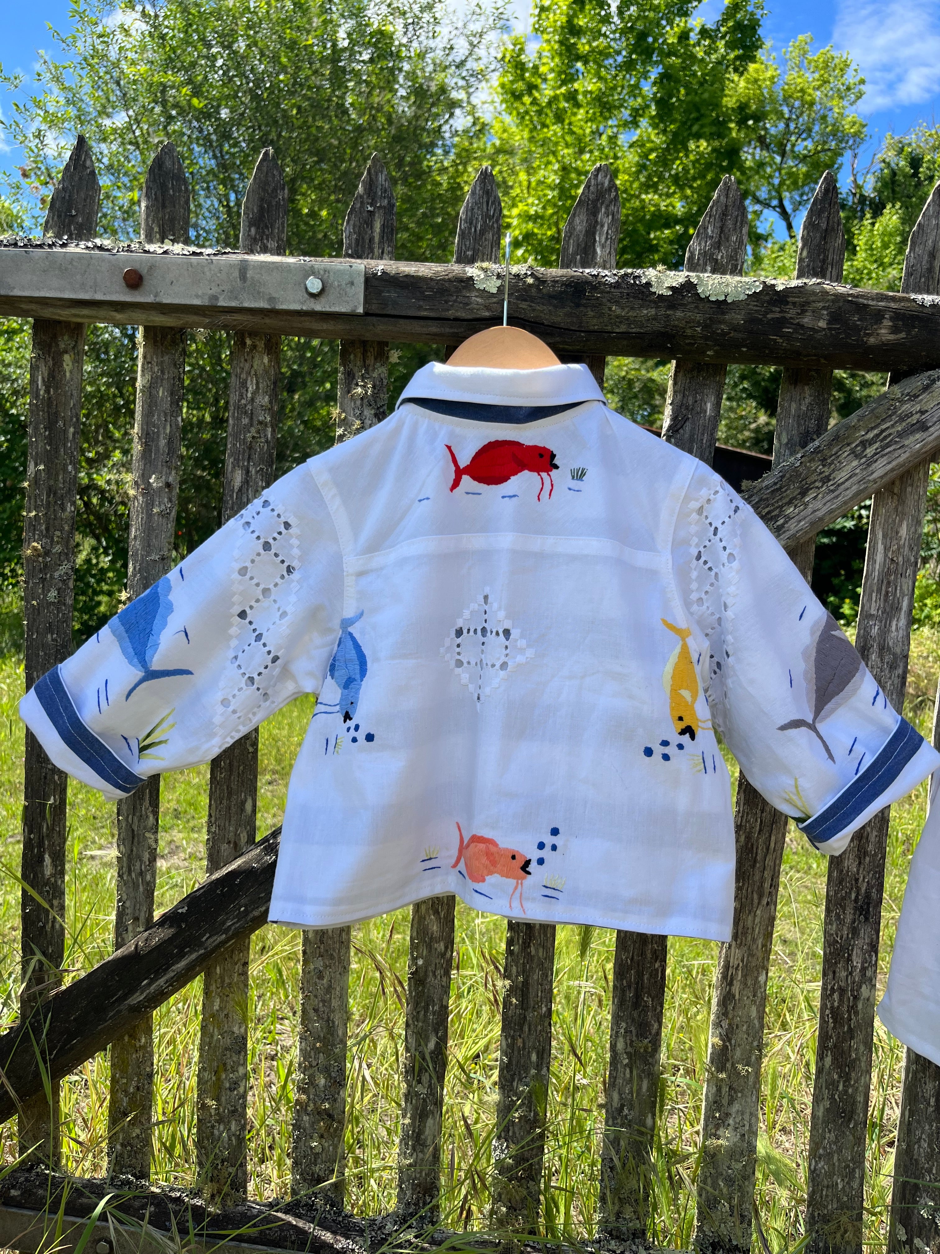 Ensemble brodé poisson enfant