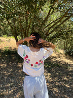 Blouse lin brodé - Pièce unique