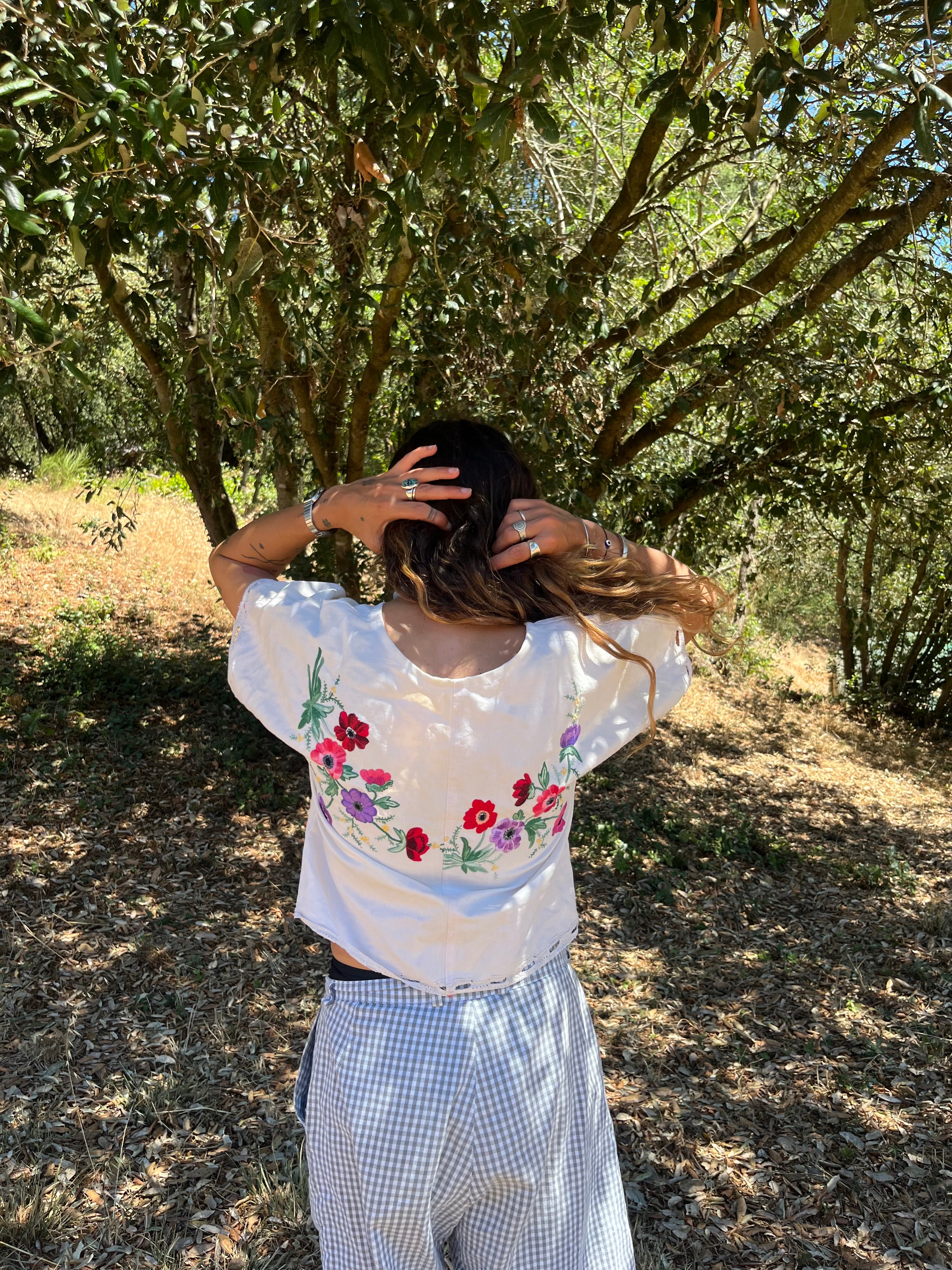 Blouse lin brodé - Pièce unique