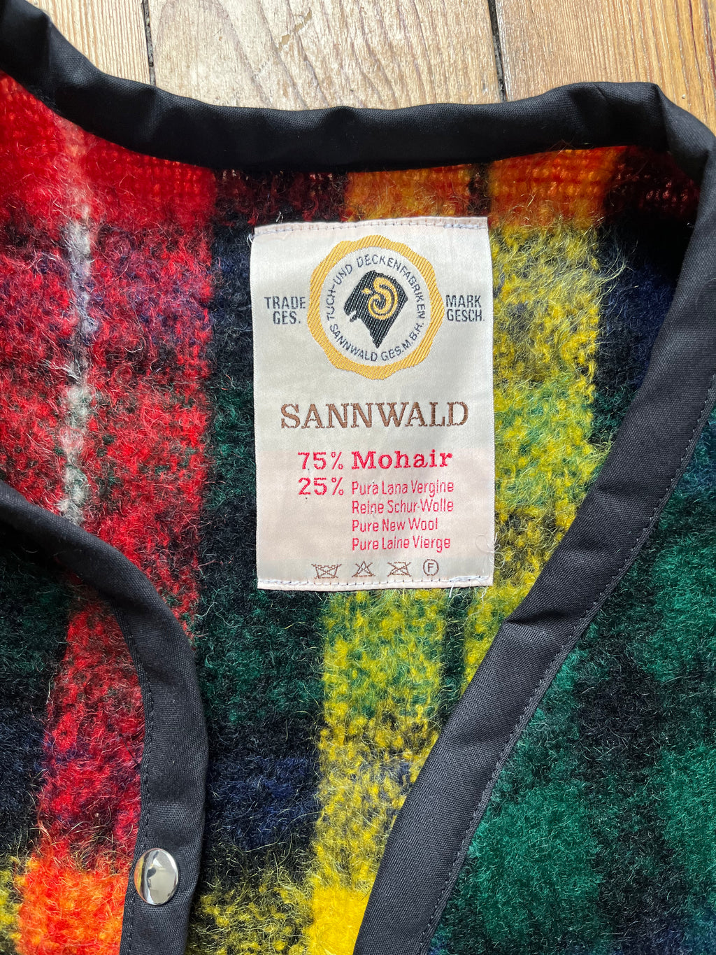 Veste sans manches oversize mohair carreaux- Pièce unique