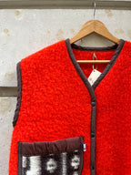 Veste sans manches laine rouge et marron - Pièce unique