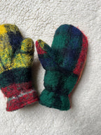 Moufles upcyclées en mohair tartan