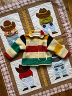 Veste enfant upcyclée en laine à rayures - Pièce unique