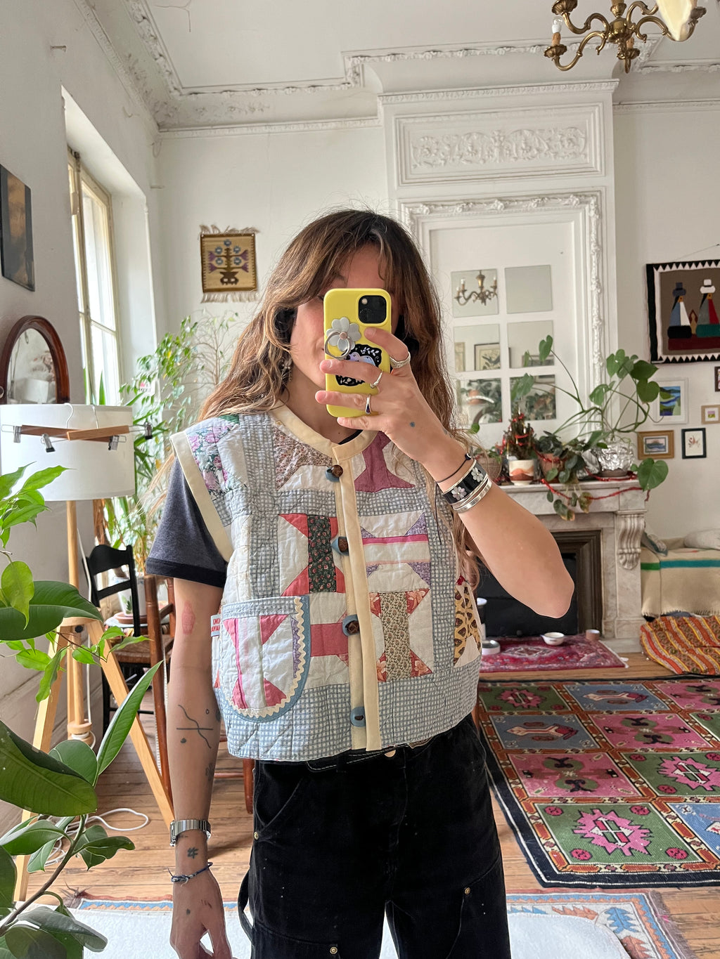 Veste sans manches patchwork réversible - Pièce unique