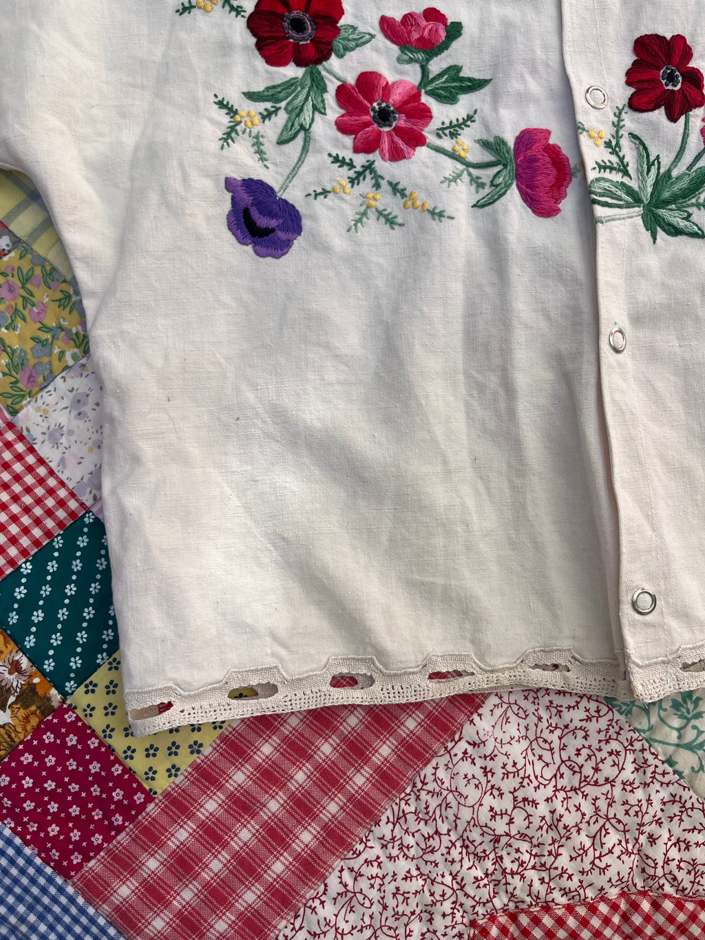 Blouse lin brodé - Pièce unique