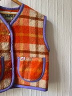 Veste sans manches oversize laine carreaux - Pièce unique