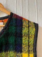 Veste sans manches oversize mohair carreaux- Pièce unique