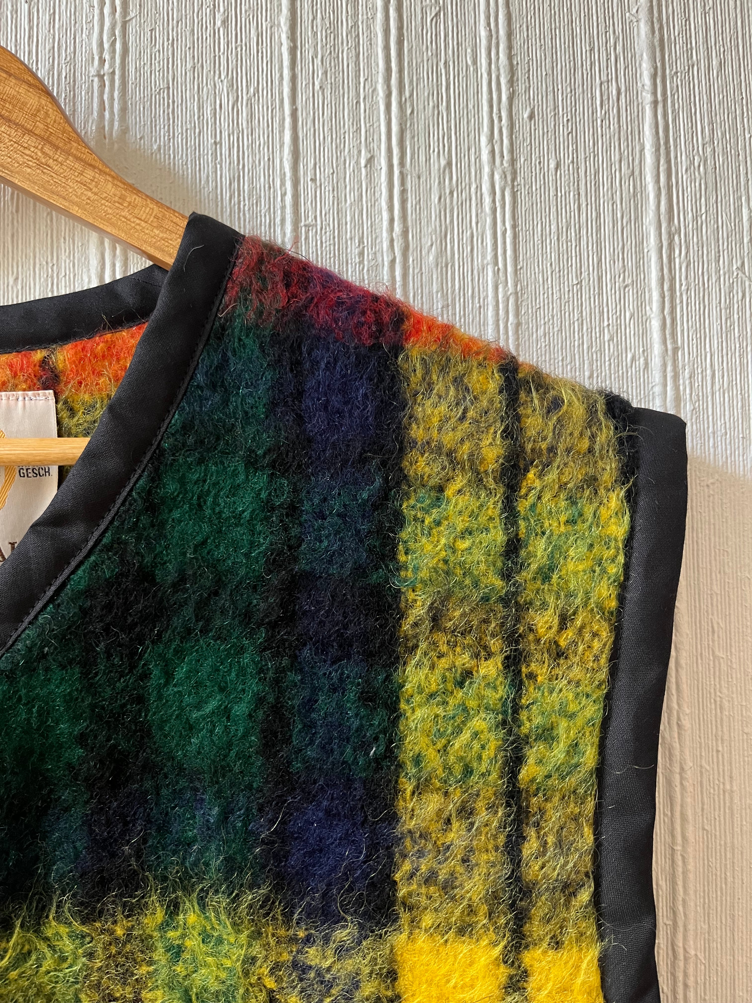 Veste sans manches oversize mohair carreaux- Pièce unique