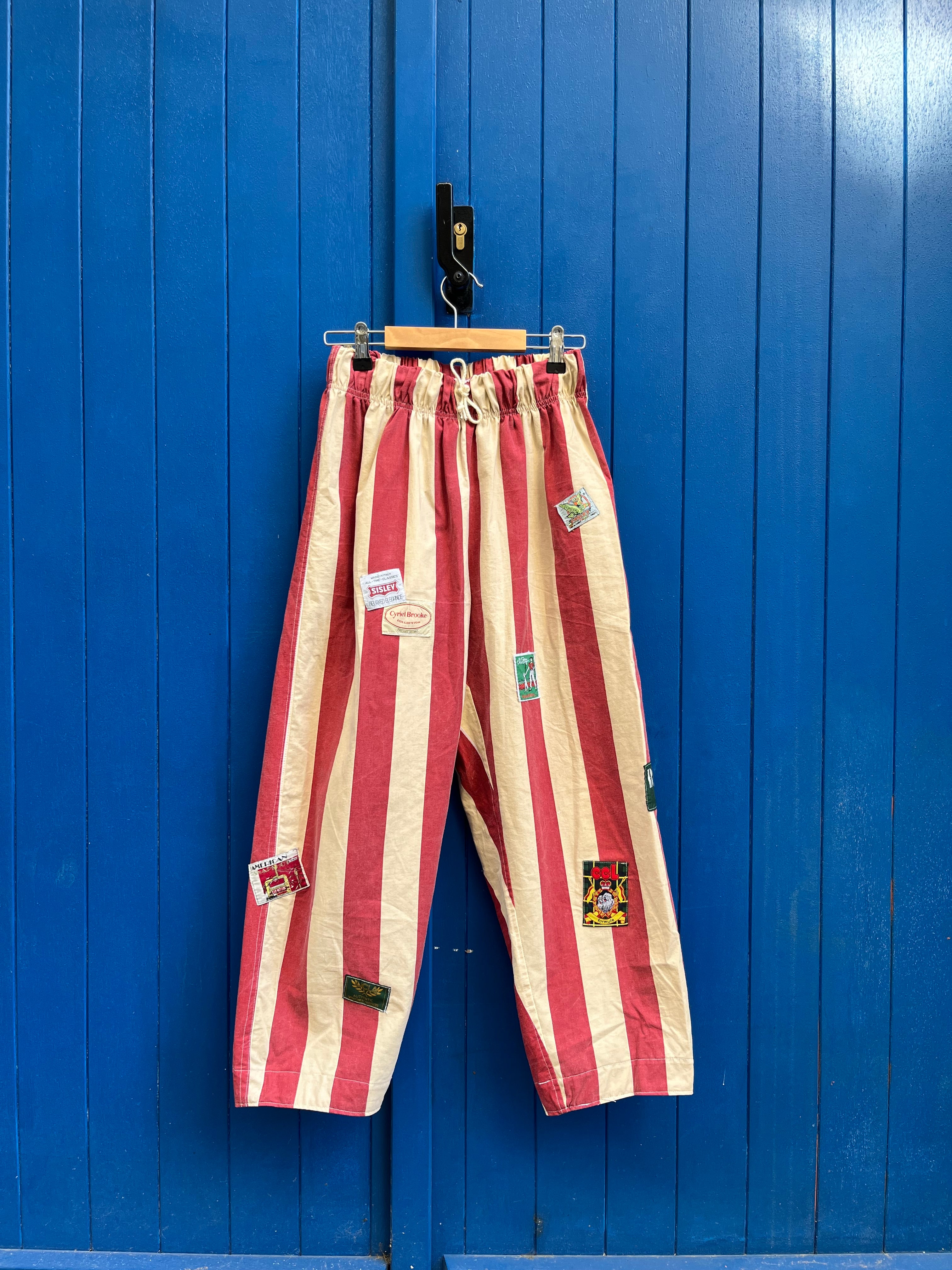 Pantalon barrel rayures patch