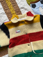 Veste enfant upcyclée en laine à rayures - Pièce unique