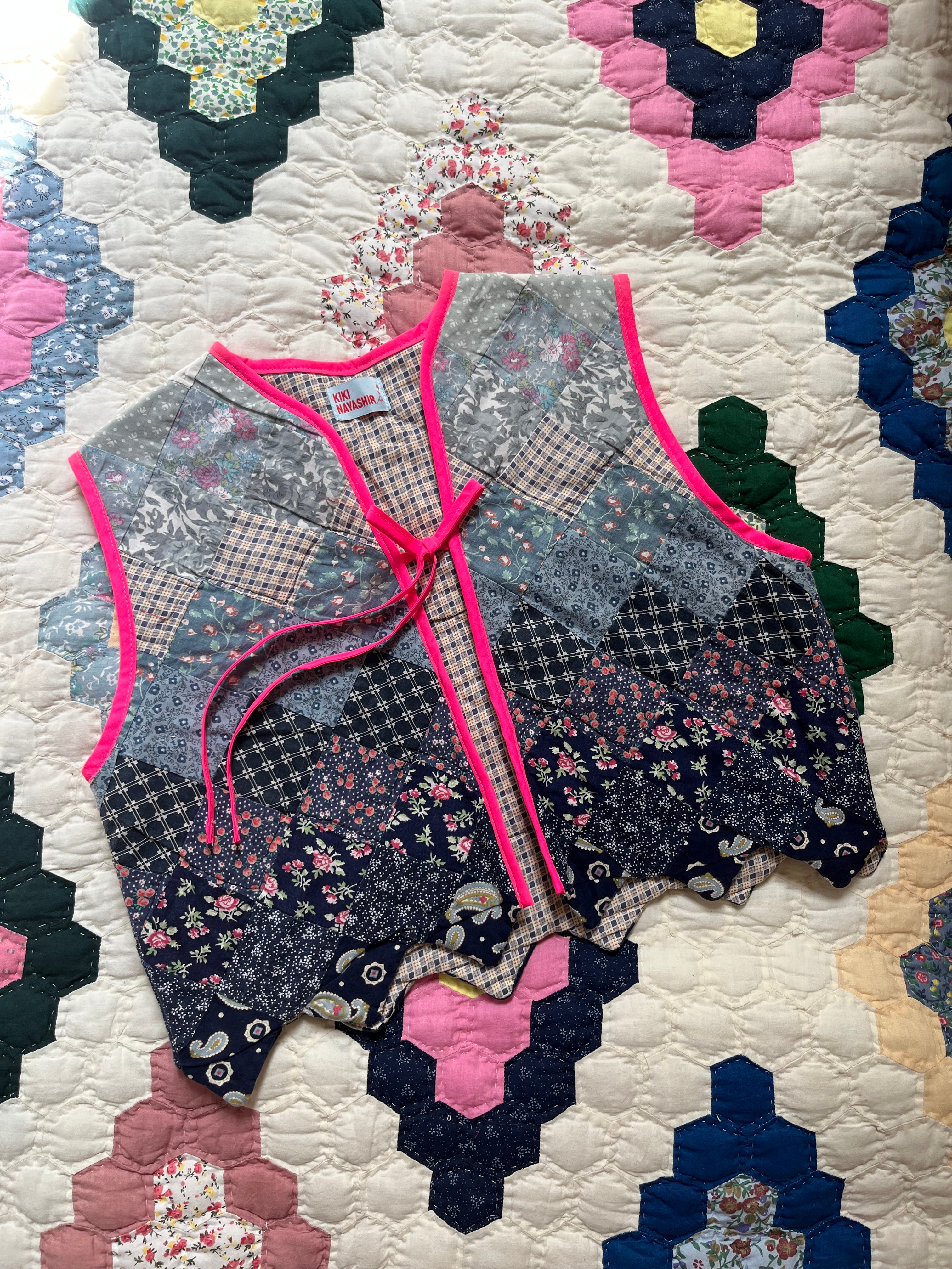 Veste sans manches patchwork réversible - Pièce unique