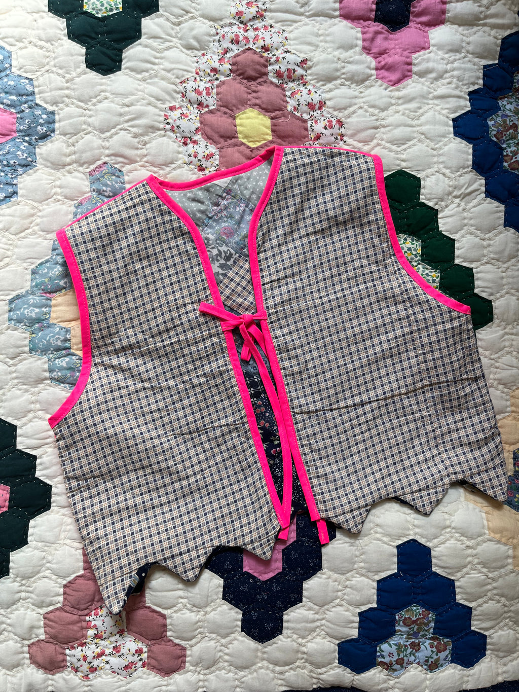 Veste sans manches patchwork réversible - Pièce unique