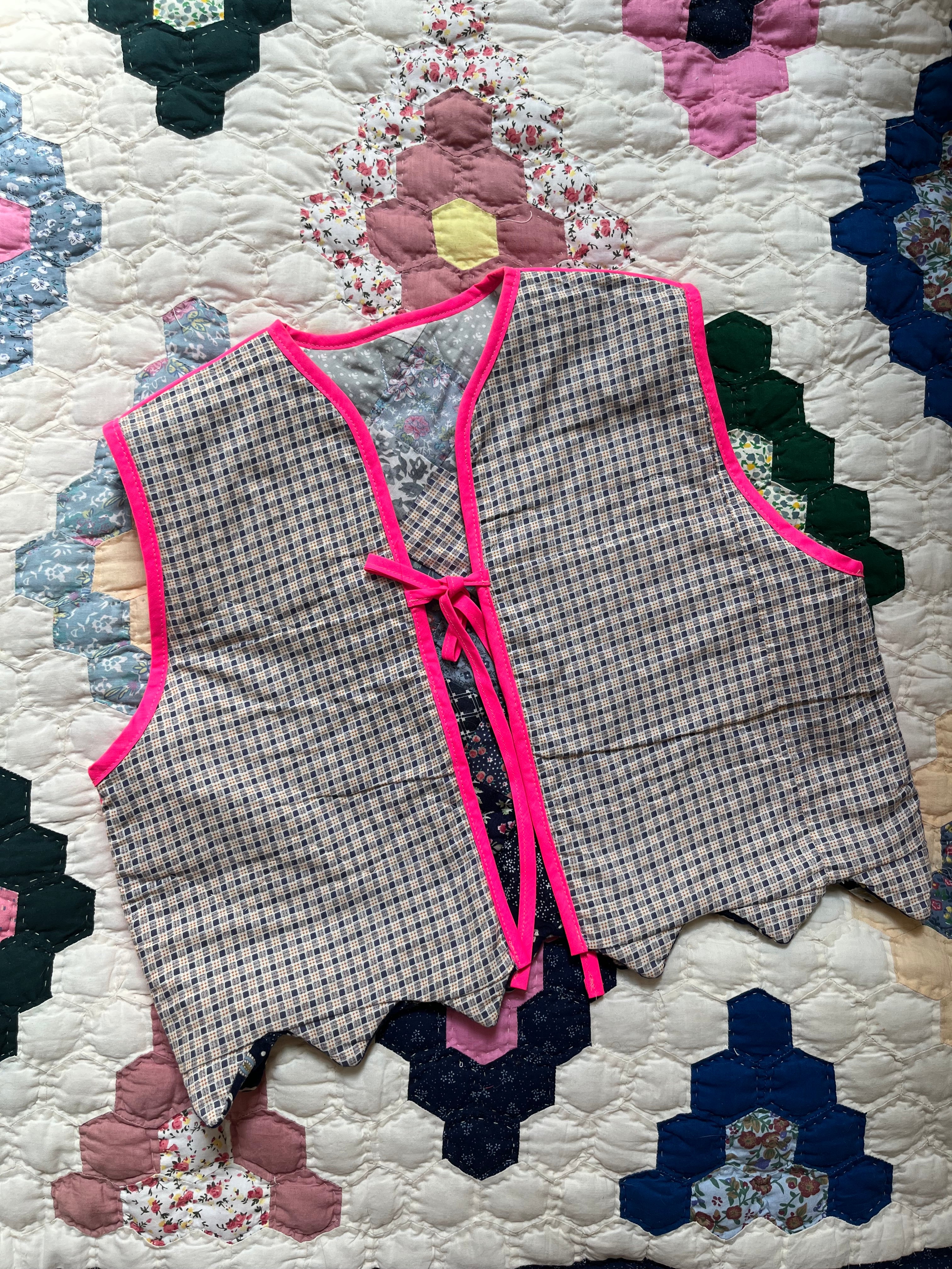 Veste sans manches patchwork réversible - Pièce unique