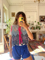 Veste sans manches patchwork réversible - Pièce unique