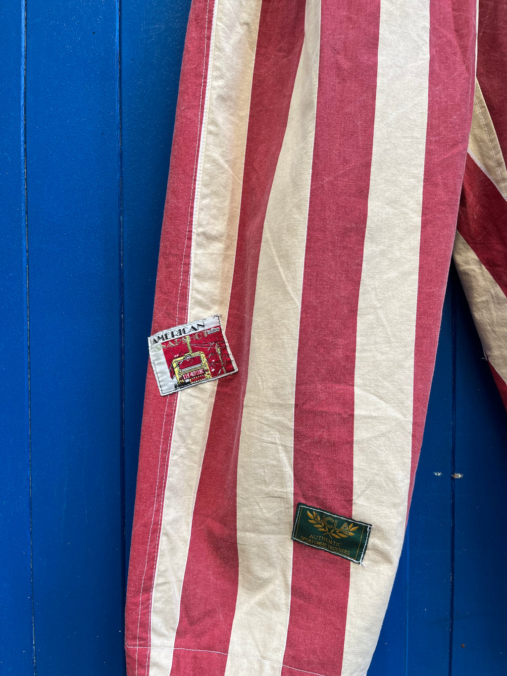 Pantalon barrel rayures patch