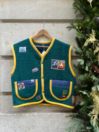 Veste sans manches laine patchs vintage  - Pièce unique