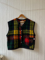 Veste sans manches oversize mohair carreaux- Pièce unique