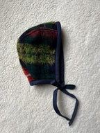 Béguin tartan adulte upcyclé en mohair & polaire – Pièce unique