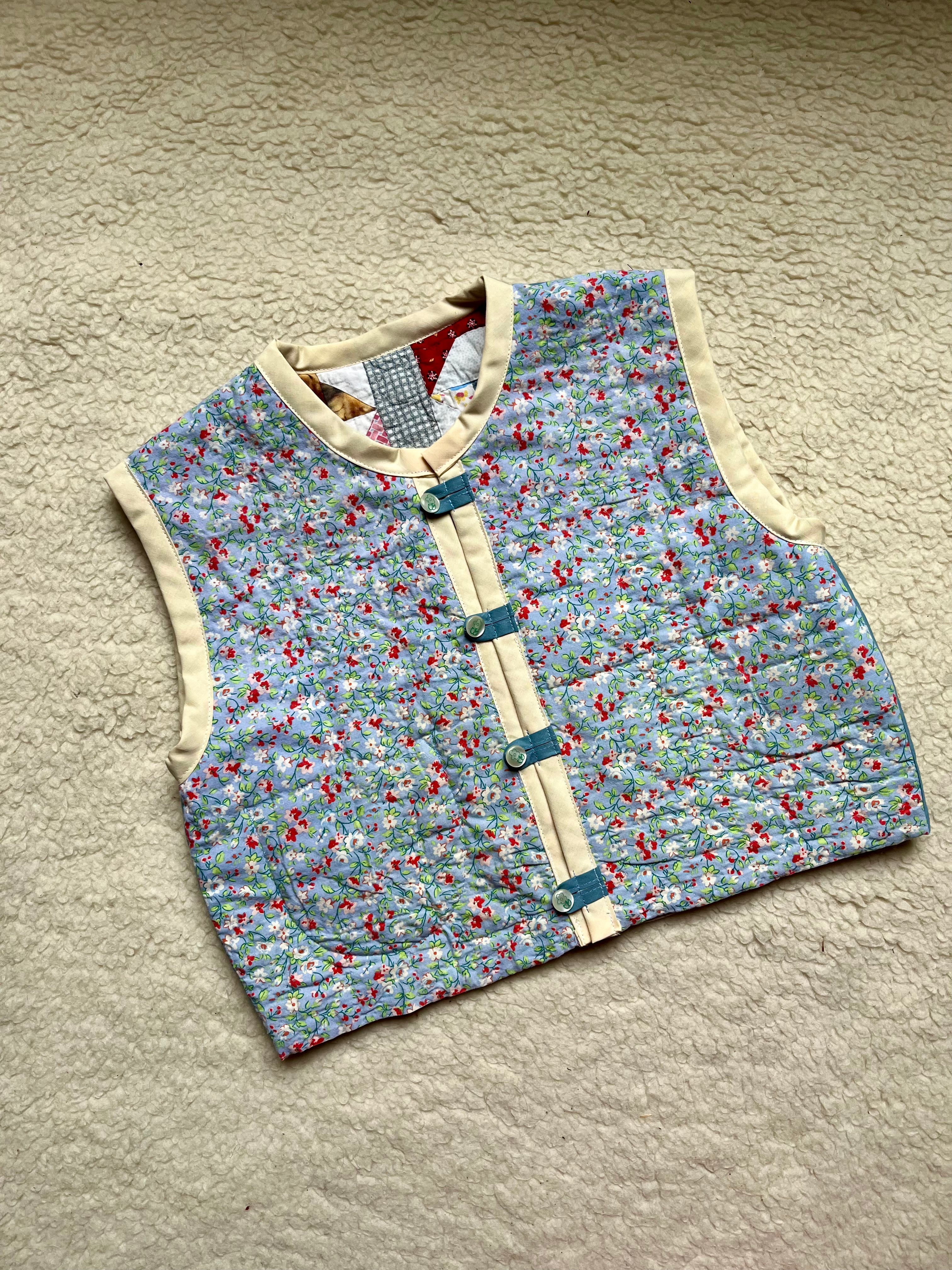 Veste sans manches patchwork réversible - Pièce unique